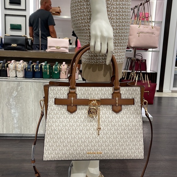Michael Kors Hamilton Meidum Satchel Shoulder Crossbody 
Vanilla - Picture 2 of 16